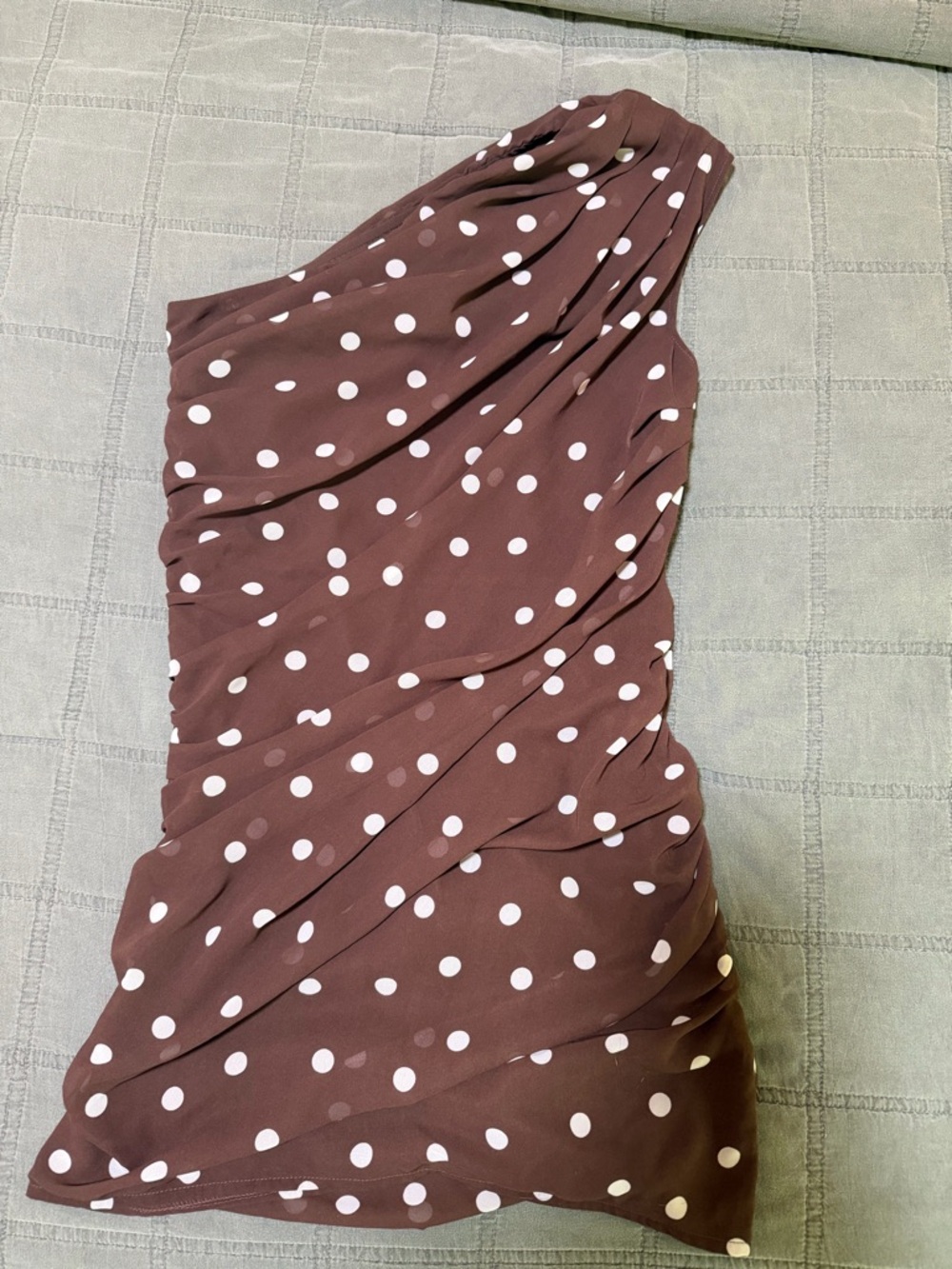Abercrombie & Fitch Brown One-Shoulder Polka Dot Mini Dress